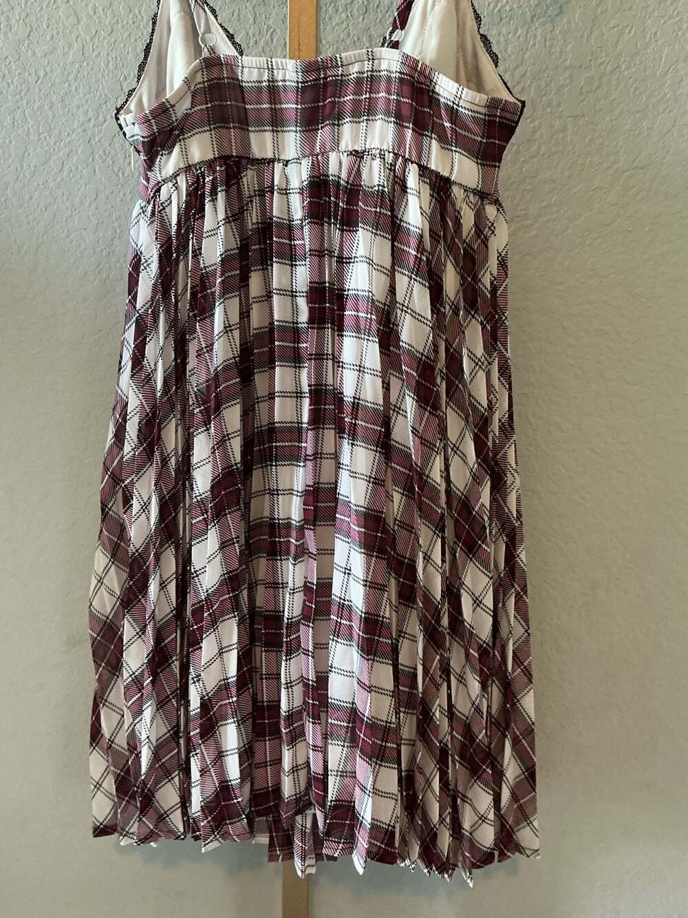 Wild Fable Plaid Babydoll Dress Size XS Burgundy - Picture 4 of 6